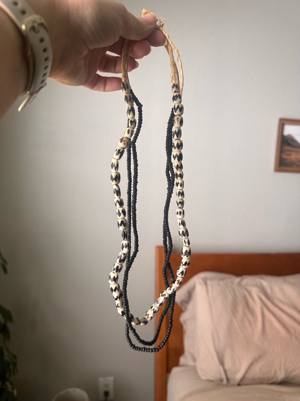 Beaded Black and Cream Layered Necklace